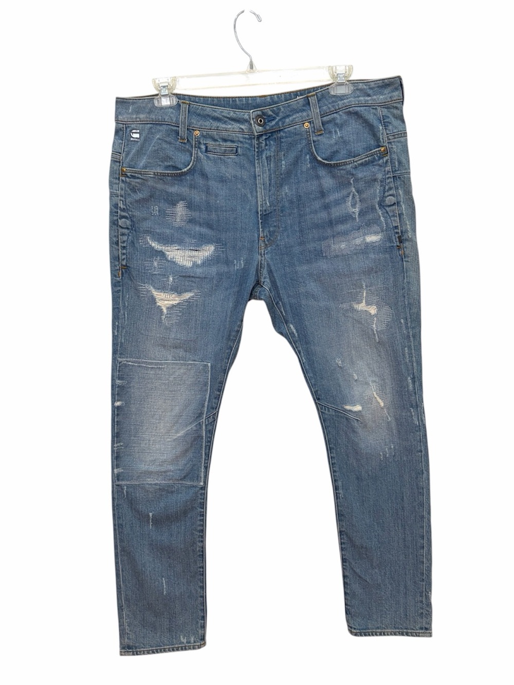 G-Star RAW D-Staq 3D Slim Jeans Size Tag 36x32 Waist 40 Sun Faded Prussian Blue
